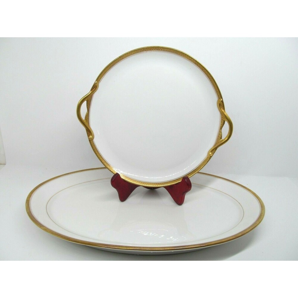 GDA Gerard Dufraisseix & Abbot France Oval Platter and  Round Plate with Handles